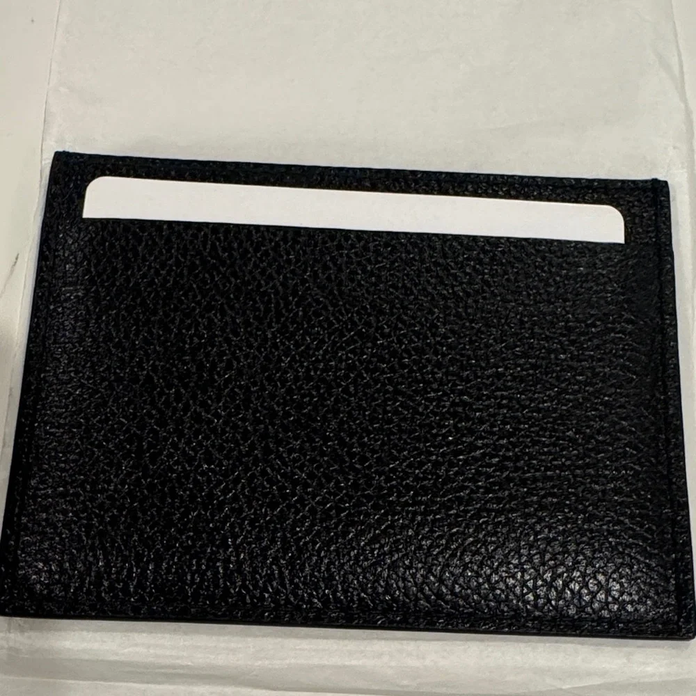 Balenciaga NWOT Men’s Cash Card holder in Black, Green Logo small grain Calfskin